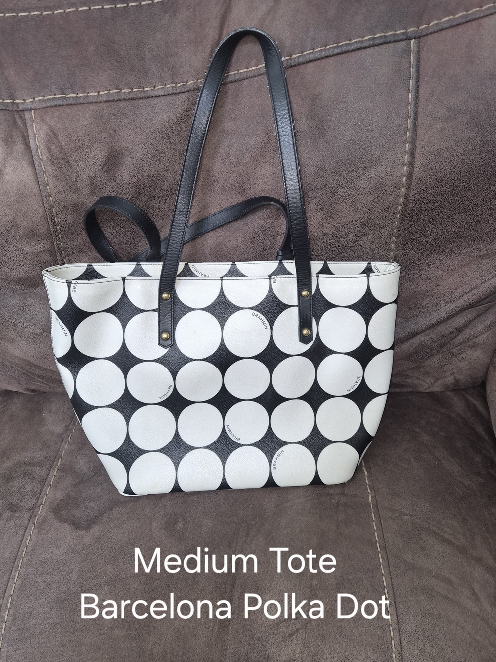 Brahmin Black and White Polka Dot Tote
